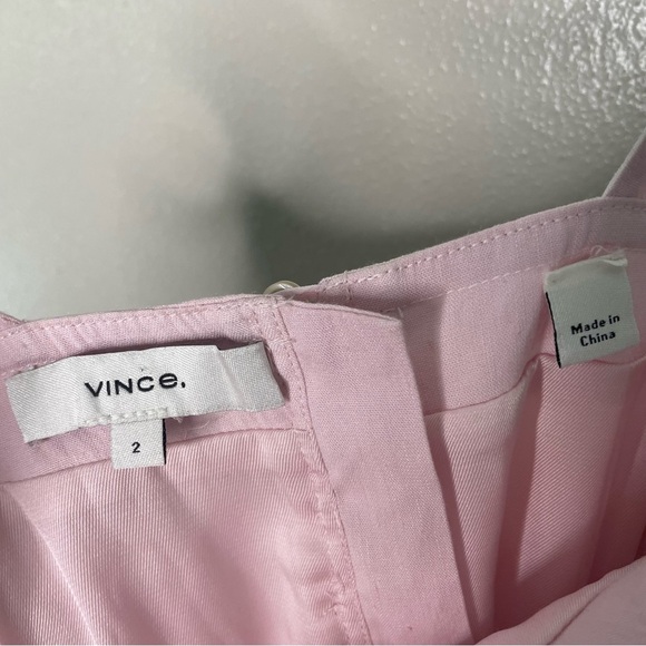 Vince |  Linen-Blend Square Neck Midi in Blush Pink 2 - Picture 12 of 15